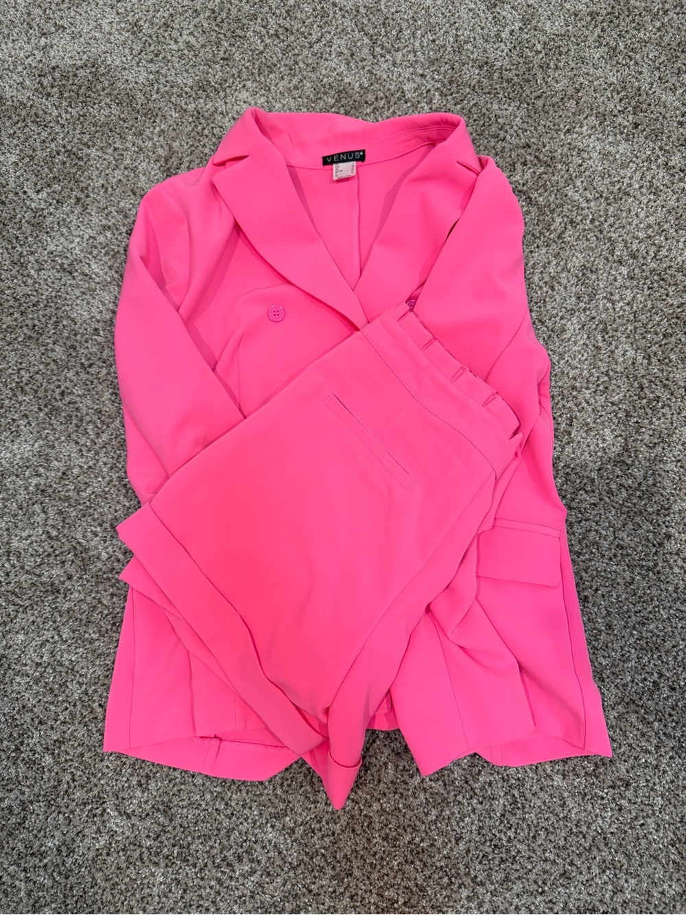 VENUS Bright Pink Blazer and Shorts Set